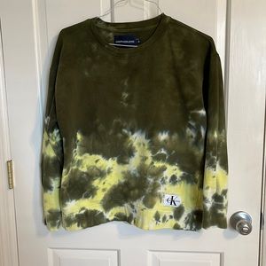 Calvin Klein CK Medium, sweatshirt, tie dye, olive and lime/yellow, cotton